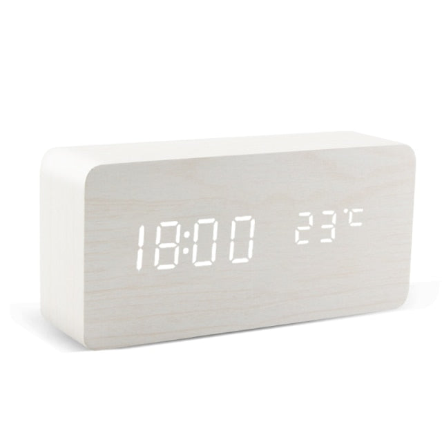 LED Wooden Alarm Clock