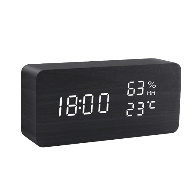 LED Wooden Alarm Clock